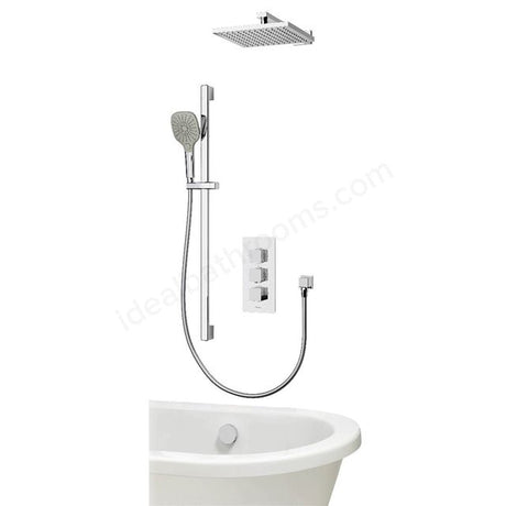 Aqualisa Dream Concealed Thermostatic Mixer Triple Outlet With Adj Kit Wall Fixed Head and Bath Fill Square - Chrome - DRMDCV3ADFWBTXSQ - TAP 'N' SHOWER