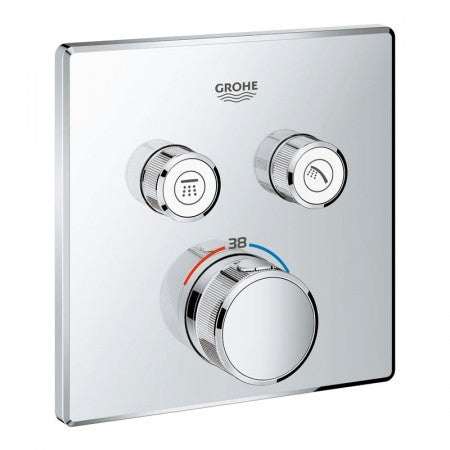Grohe Grohtherm SmartControl Thermostat for Concealed Installation 2 Valves Square - Chrome 29124000 - TAP 'N' SHOWER