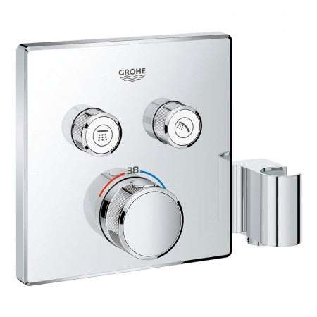 Grohe Grohtherm SmartControl Thermostat for Concealed Installation 2 Valves Square with Integrated Shower Holder - Chrome - 29125000 - TAP 'N' SHOWER