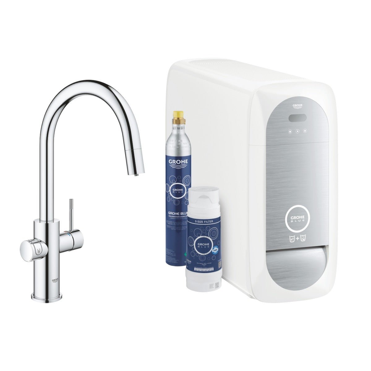 Grohe Blue Home C - spout Starter Kit With Pull - out Mousseur - Chrome - 31541000 - TAP 'N' SHOWER