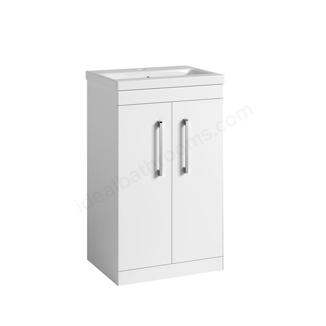Oakham Montana Floor Standing Vanity Unit & 1 Tap Hole Basin 2 Door 500mm x 820mm Gloss White - TAP 'N' SHOWER