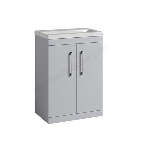 Oakham Montana Floor Standing Vanity Unit & 1 Tap Hole Basin 2 Doors - 600mm x 820mm - Light Grey - TAP 'N' SHOWER