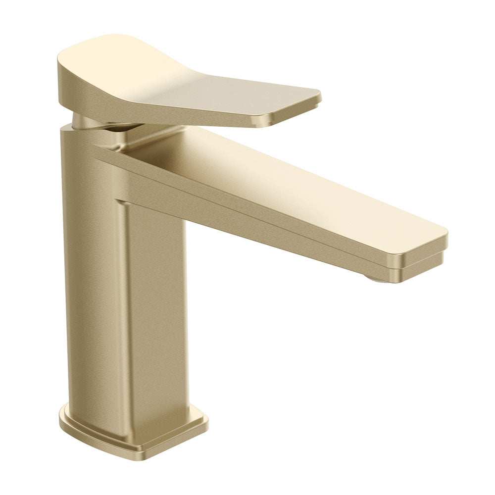 JTP Hix Single Lever Brushed Brass Basin Mixer with ceramic disc technology and sleek modern design
