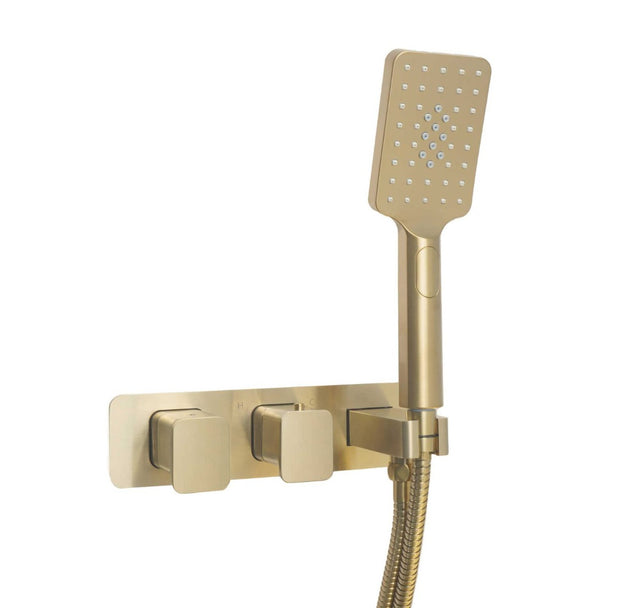 JTP HIX Thermostatic Concealed 2 Outlet Shower Valve - Brushed Brass - 335868BBR