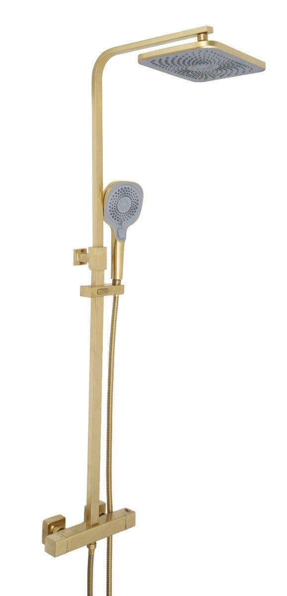 JTP HIX Thermostatic bar valve with 2 outlets adjustable riser and multifunction shower handle - Brushed Brass - 33819BBR - TAP 'N' SHOWER
