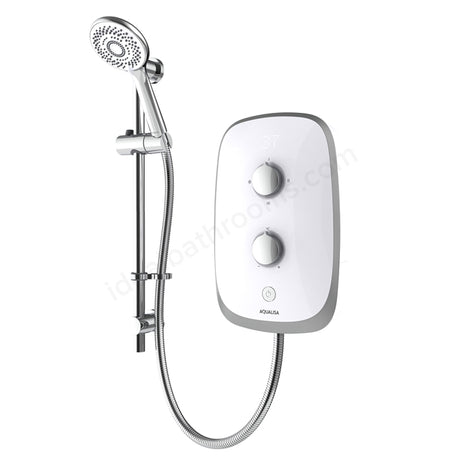 Aqualisa eVolve 10.5kW Electric Shower with Adjustable Head - White/Satin Silver - VOPZ27 - TAP 'N' SHOWER