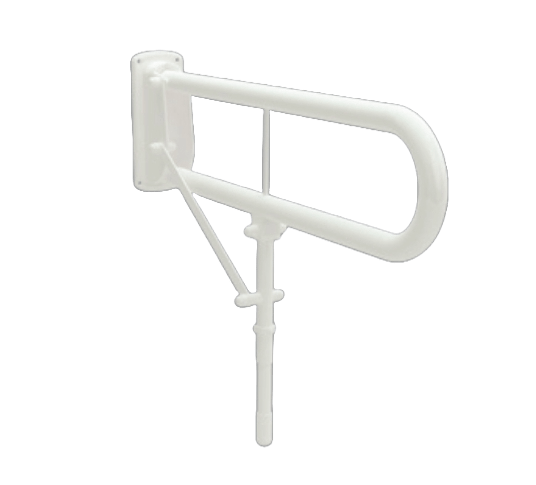 Bathex Essential Double Arm Hinged Support Rail with Drop Down Leg and Toilet Roll Holder 760mm - White - 34810 - TAP 'N' SHOWER