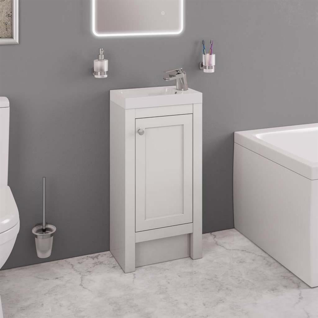 Eastbrook Hardwick Traditional Cloakroom Cabinet & Basin 390mm - Matt White - 36.0024 - TAP 'N' SHOWER