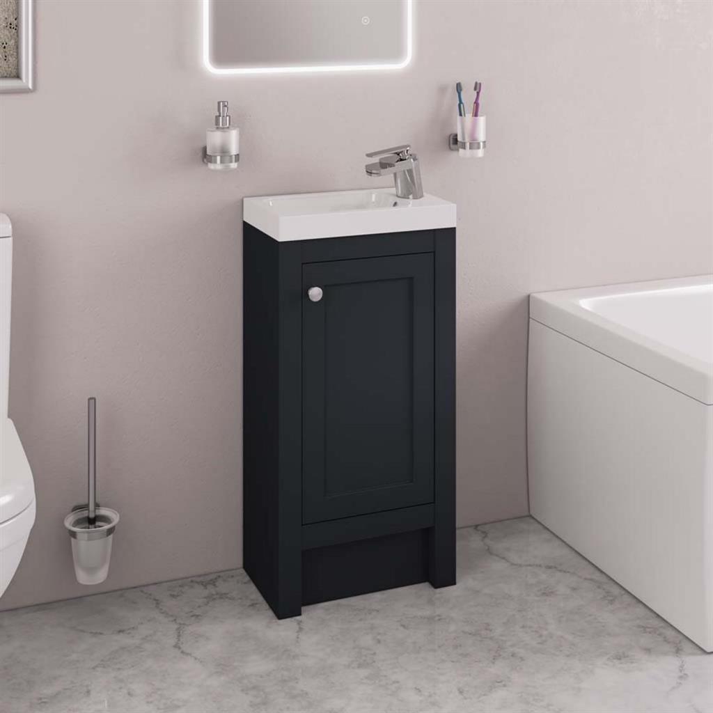 Eastbrook Hardwick Traditional Cloakroom Cabinet & Basin 390mm - Matt Anthracite - 36.0025 - TAP 'N' SHOWER