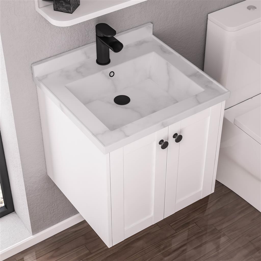 Eastbrook Hardwick Quartz Square Basin 500mm - White - 36.2033 - TAP 'N' SHOWER