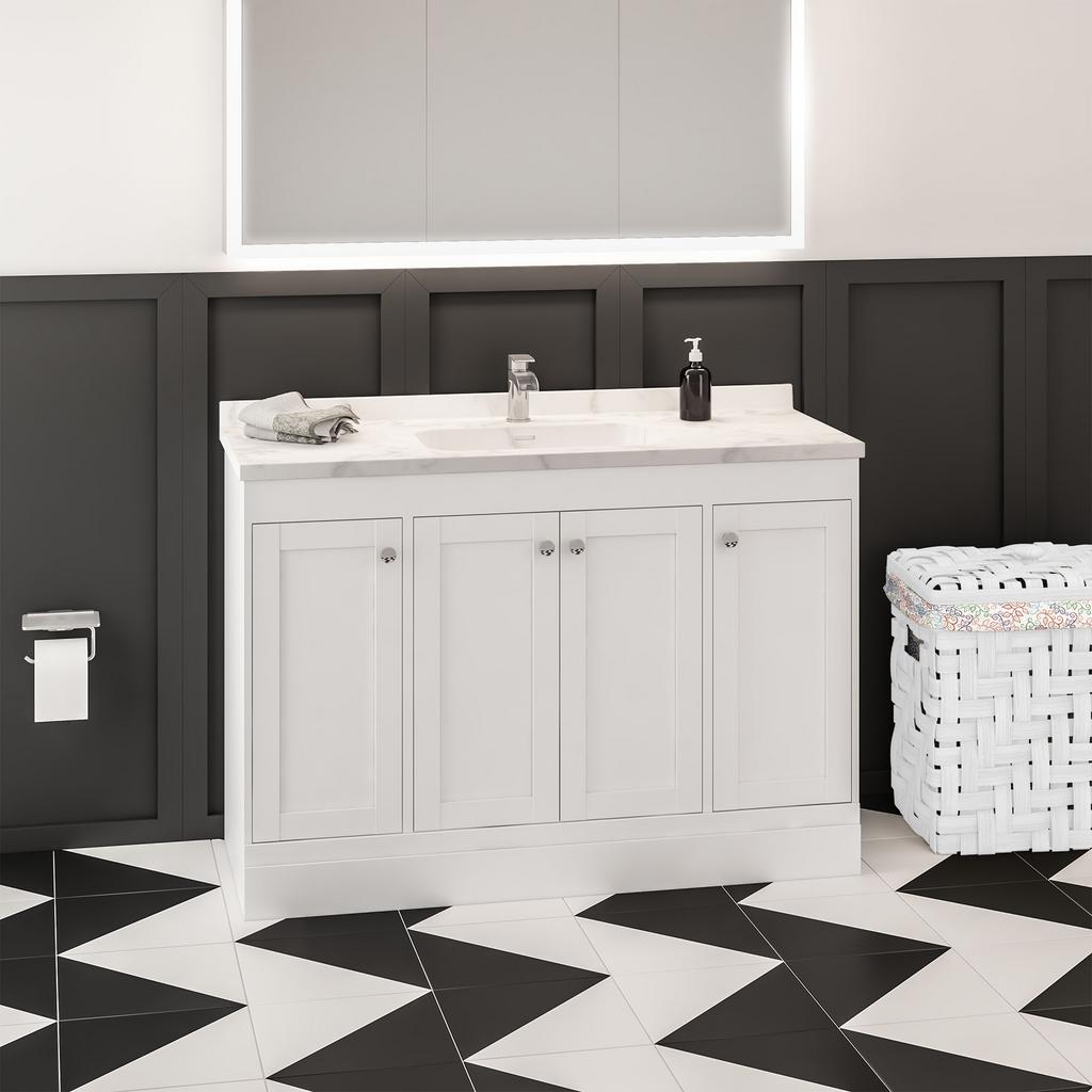 Eastbrook Hardwick Quartz Square Single Bowl Basin1200mm - White - 36.2048 - TAP 'N' SHOWER