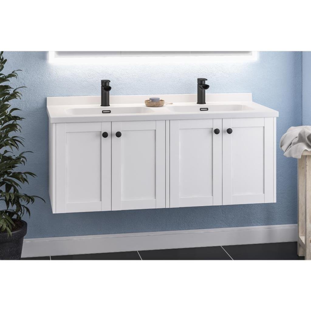 Eastbrook Hardwick Polymarble Square Double Bowl Basin 1200mm - White - 36.2053 - TAP 'N' SHOWER