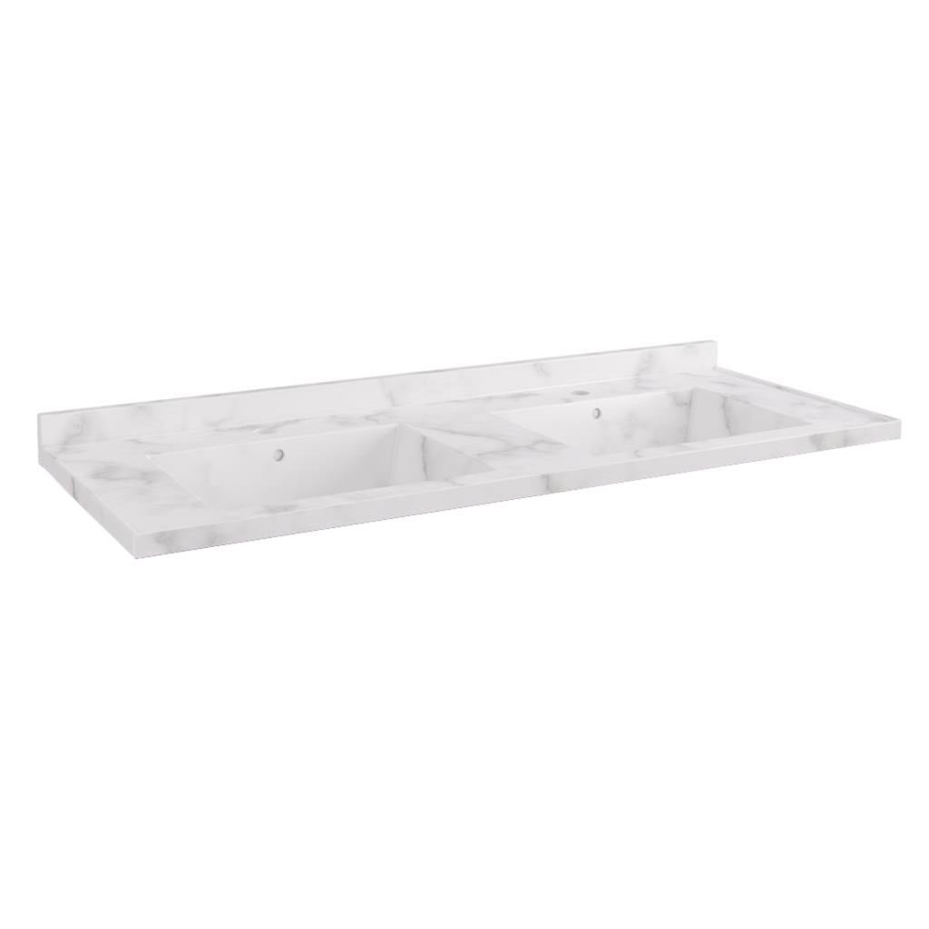 Eastbrook Hardwick Quartz Square Double Bowl Basin 1200mm - White - 36.2054 - TAP 'N' SHOWER