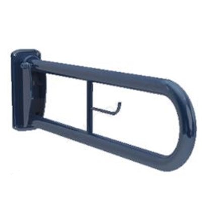 Bathex Essential Double Arm Hinged Support Rail with Toilet Roll Holder 760mm - Blue - 34760 - TAP 'N' SHOWER