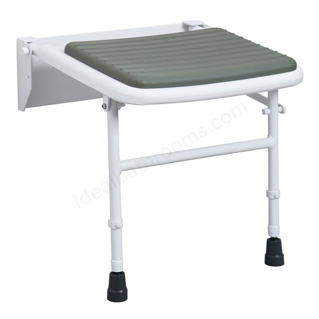 Bathex Professional Compact Padded Shower Seat with Stainless Steel Legs - White - 49950 - TAP 'N' SHOWER