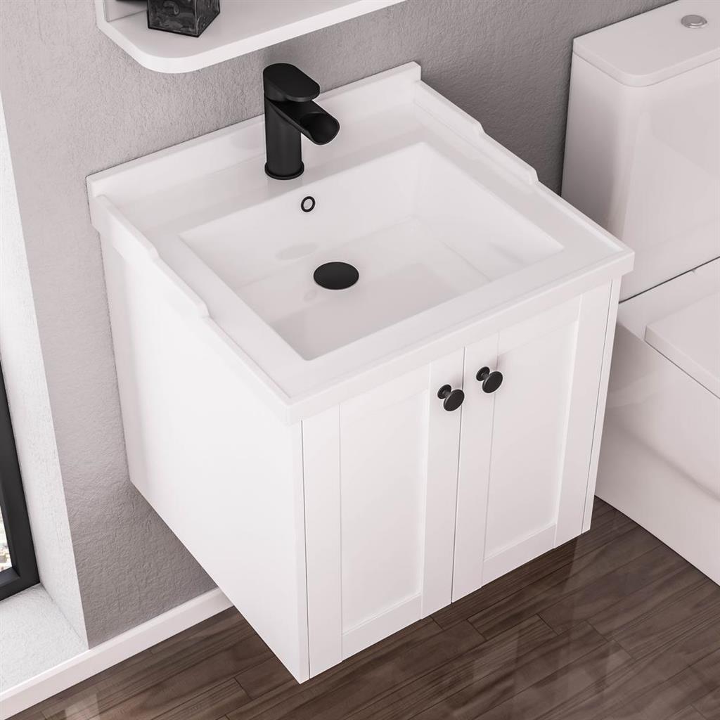Eastbrook Hardwick Square Ceramic Basin 600mm - White - 37.2038 - TAP 'N' SHOWER