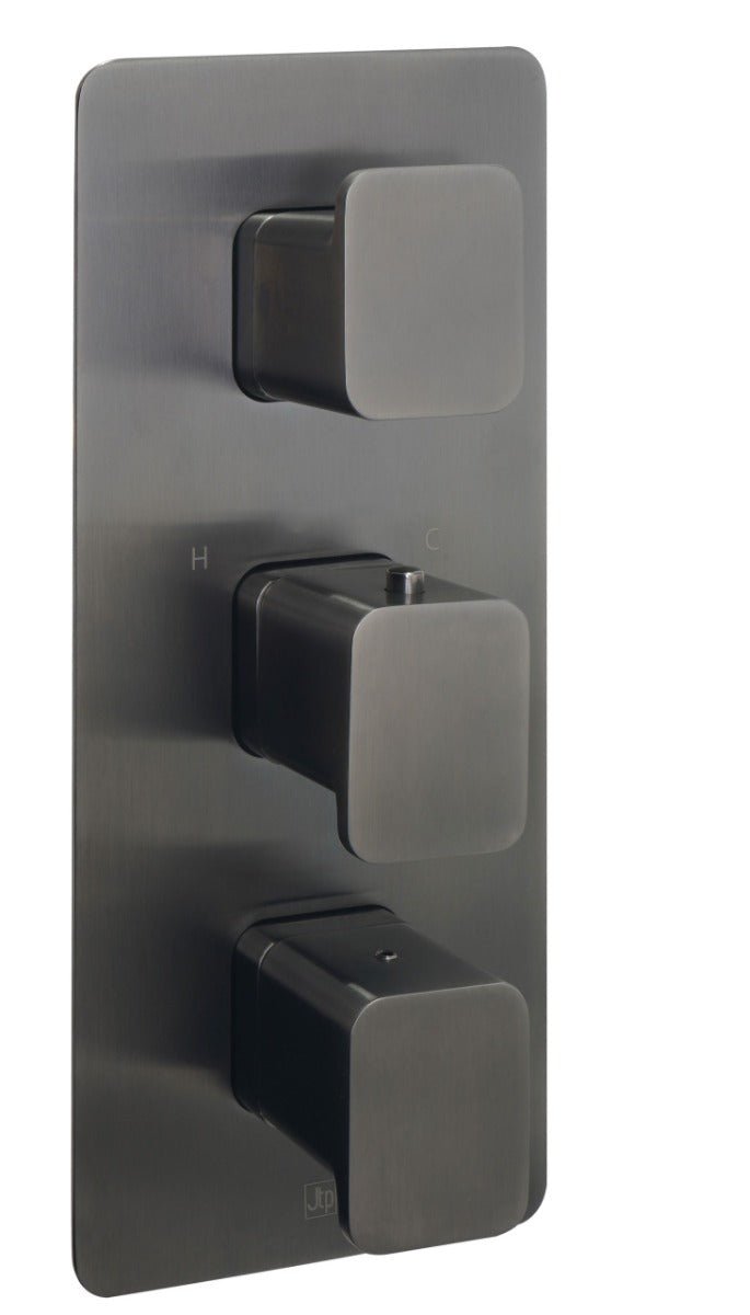 JTP HIX Thermostatic Concealed 2 Outlet Shower Valve - Brushed Black - 37690BBL - TAP 'N' SHOWER