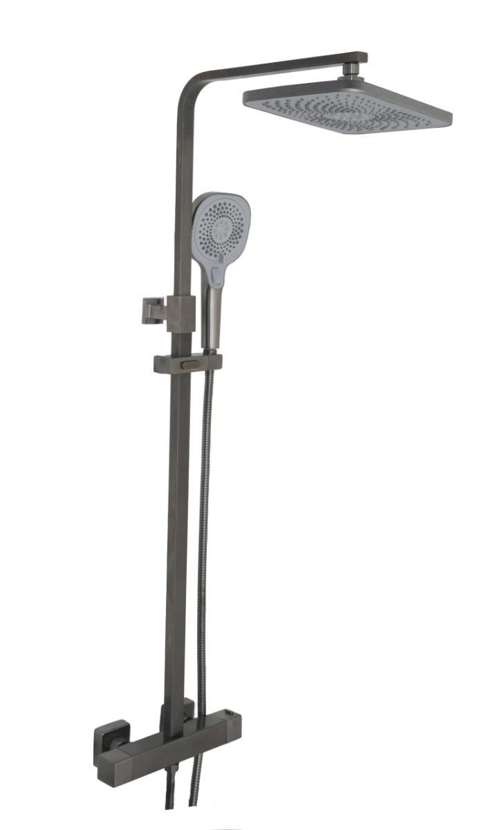 JTP HIX Thermostatic Bar Valve With 2 Outlets Adjustable Riser And Multifunction Shower Handle - Brushed Black - 37819BBL - TAP 'N' SHOWER