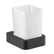 JTP Hix Tumbler and Holder in sleek matt black with a white tumbler for organized bathroom storage