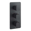 JTP Hix Twin Outlet thermostatic concealed shower valve in matt black with vertical rectangular design