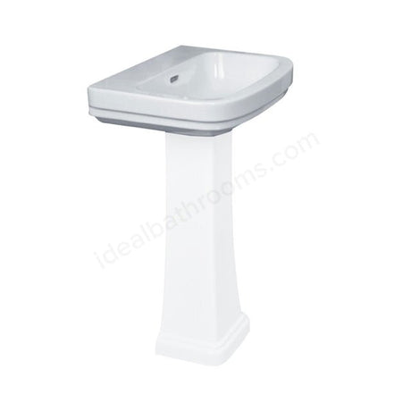 Oakham Iris Pedestal Basin 2 Tap Holes 550mm - White - TAP 'N' SHOWER