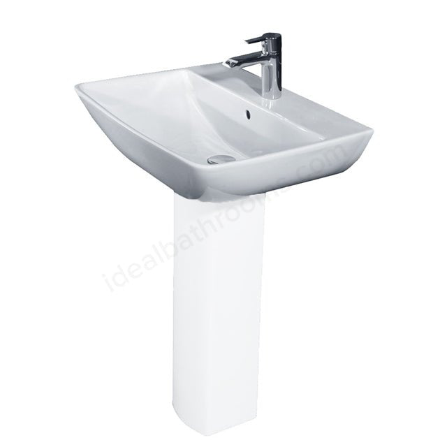 Oakham Jasmine Pedestal Basin 600mm - 1 Tap Hole - White - TAP 'N' SHOWER