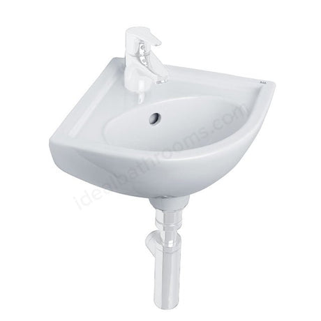 Oakham Lily Corner Basin 440mm - 1 Tap Hole - White - TAP 'N' SHOWER