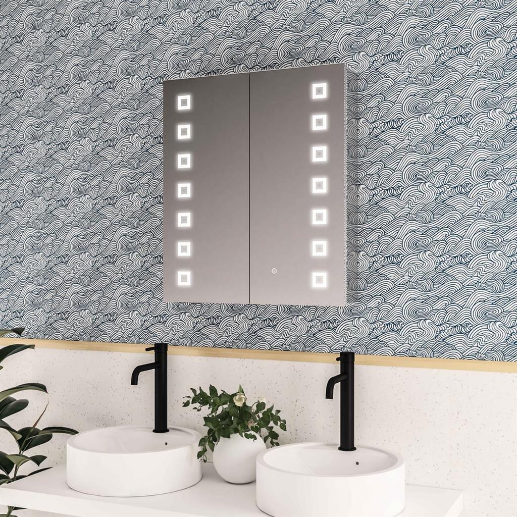 Eastbrook Chiana 2 Door LED Mirrored Cabinet 800mm x 700mm - 40.1037 - TAP 'N' SHOWER