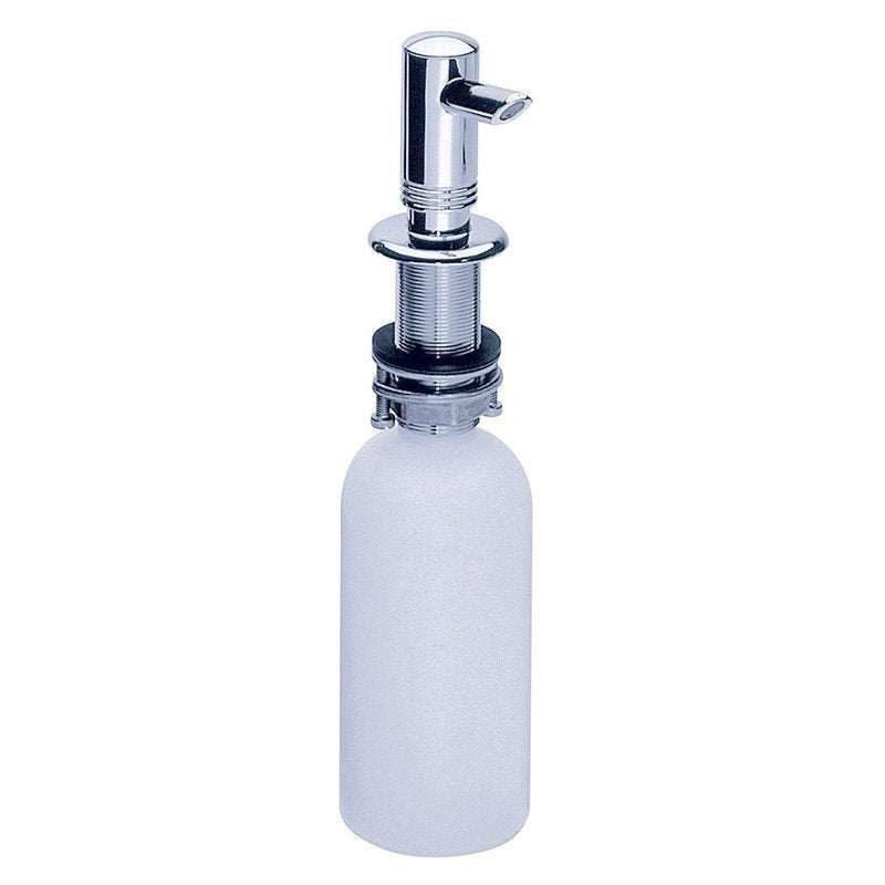 HANSGROHE SOAP DISPENSER with sleek chrome pump and large white soap reservoir for modern bathroom use