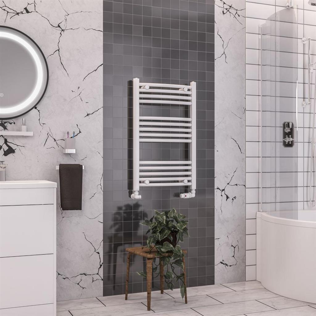 Eastbrook Wendover 800mm x 500mm Curved Ladder Towel Radiator - White - 41.0034 - TAP 'N' SHOWER