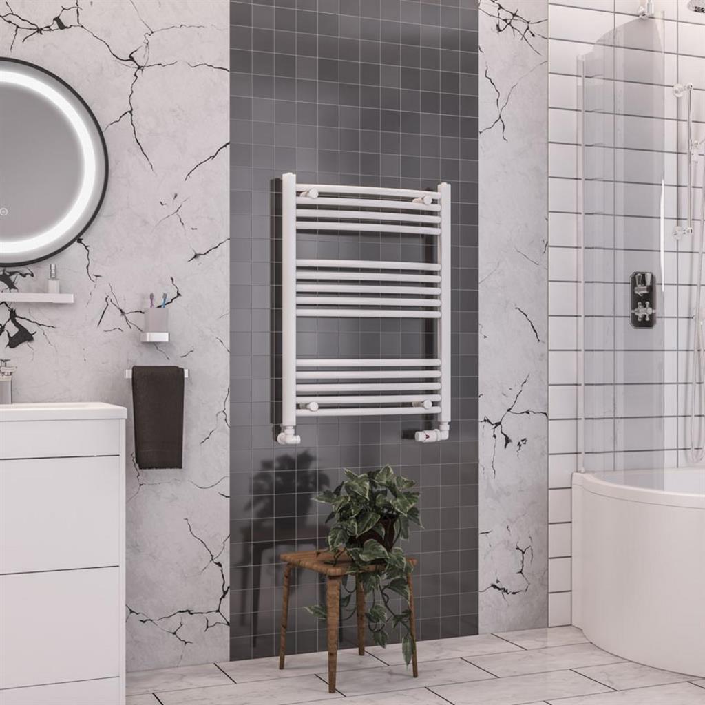 Eastbrook Wendover 800mm x 600mm Curved Ladder Towel Radiator - White - 41.0036 - TAP 'N' SHOWER