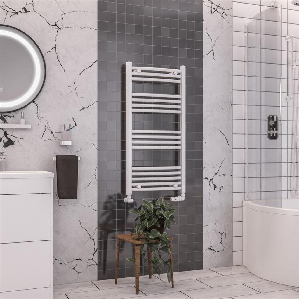 Eastbrook Wendover Curved Ladder Towel Radiator 1000mm x 500mm - White - 41.0040 - TAP 'N' SHOWER