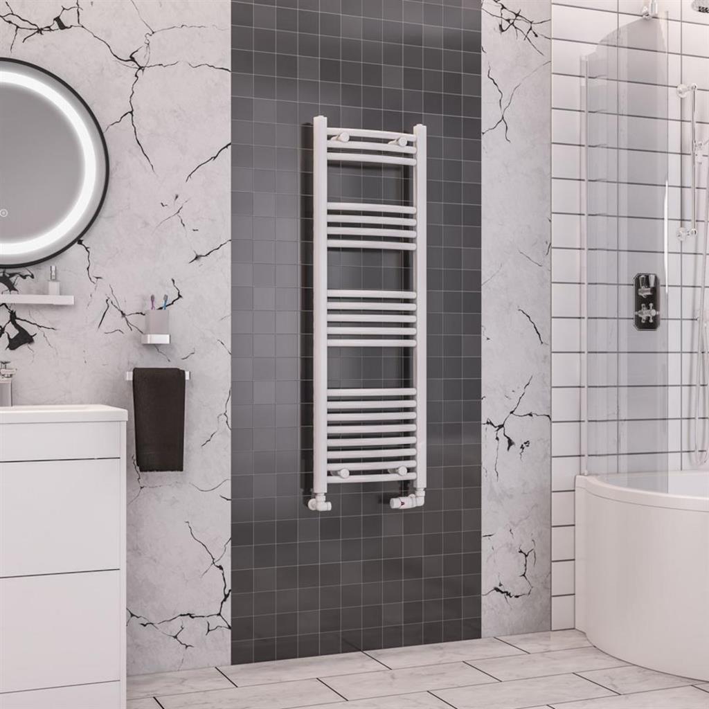 Eastbrook Wendover Curved Ladder Towel Radiator 1200mm x 400mm - White - 41.0044 - TAP 'N' SHOWER