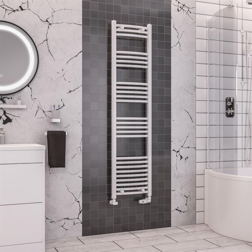 Eastbrook Wendover 1600mm x 400mm Curved Ladder Towel Radiator - White - 41.0050 - TAP 'N' SHOWER
