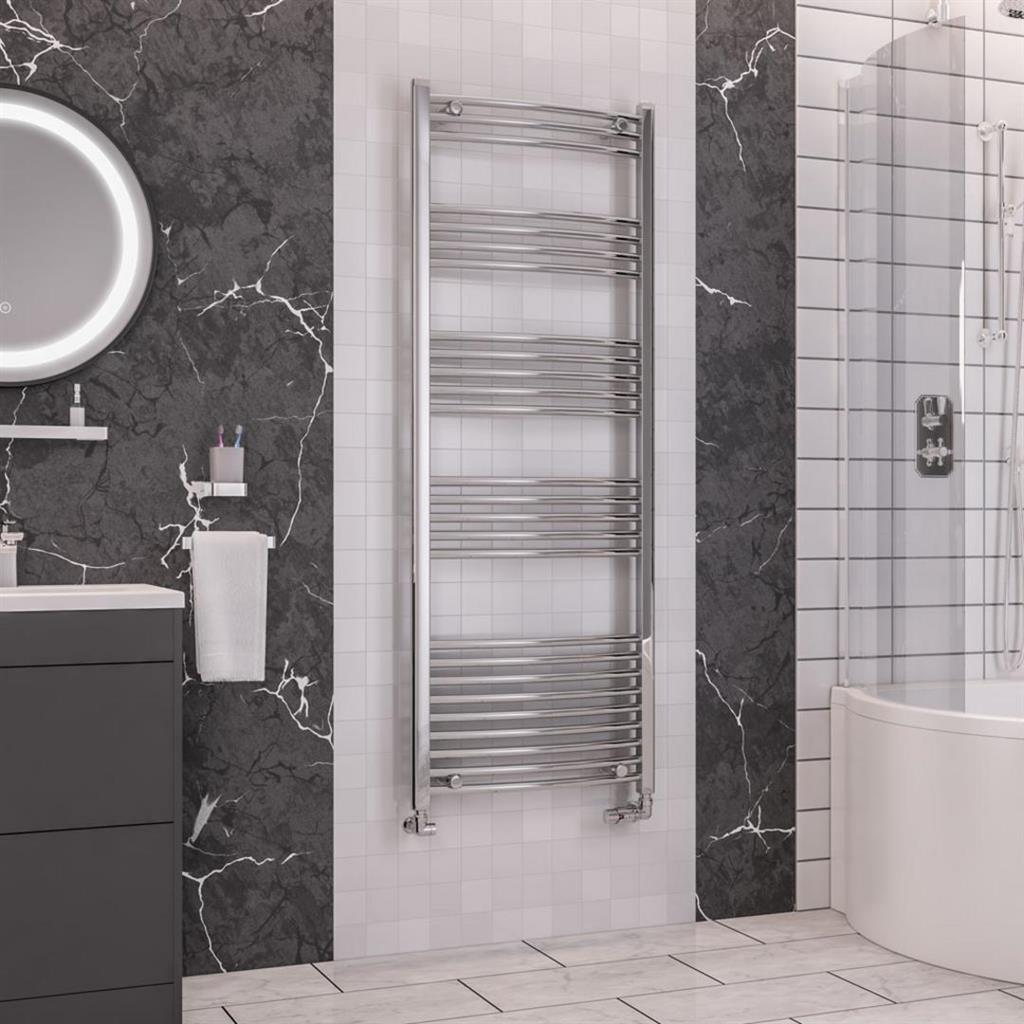 Eastbrook Wendover 1600mm x 600mm Curved Ladder Towel Radiator - White - 41.0054 - TAP 'N' SHOWER