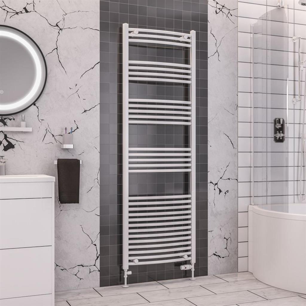 Eastbrook Wendover 1800mm x 600mm Curved Ladder Towel Radiator - White - 41.0060 - TAP 'N' SHOWER
