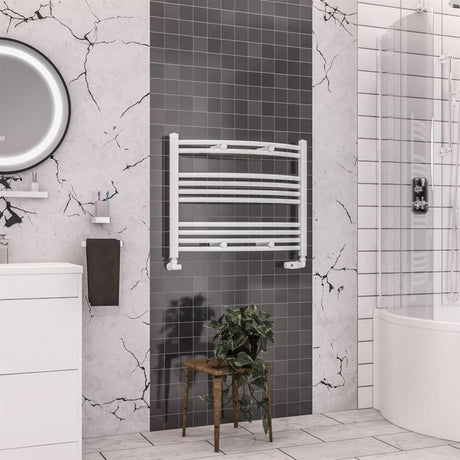 Eastbrook Wendover 600mm x 750mm Curved Ladder Towel Radiator - White - 41.0091 - TAP 'N' SHOWER