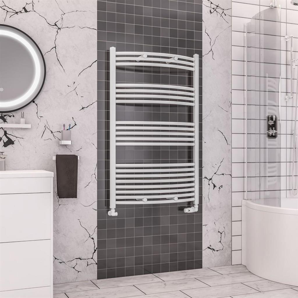 Eastbrook Wendover Curved Ladder Towel Radiator 1200mm x 750mm - White - 41.0094 - TAP 'N' SHOWER
