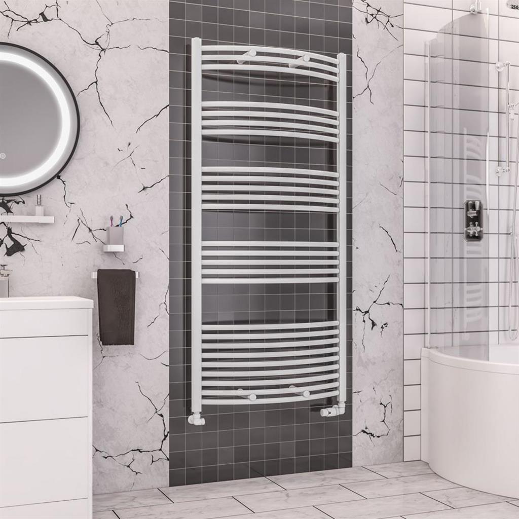 Eastbrook Wendover 1600mm x 750mm Curved Ladder Towel Radiator - White - 41.0095 - TAP 'N' SHOWER