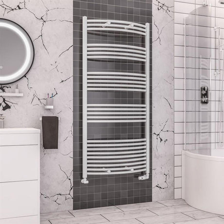 Eastbrook Wendover 1600mm x 750mm Curved Ladder Towel Radiator - White - 41.0095 - TAP 'N' SHOWER