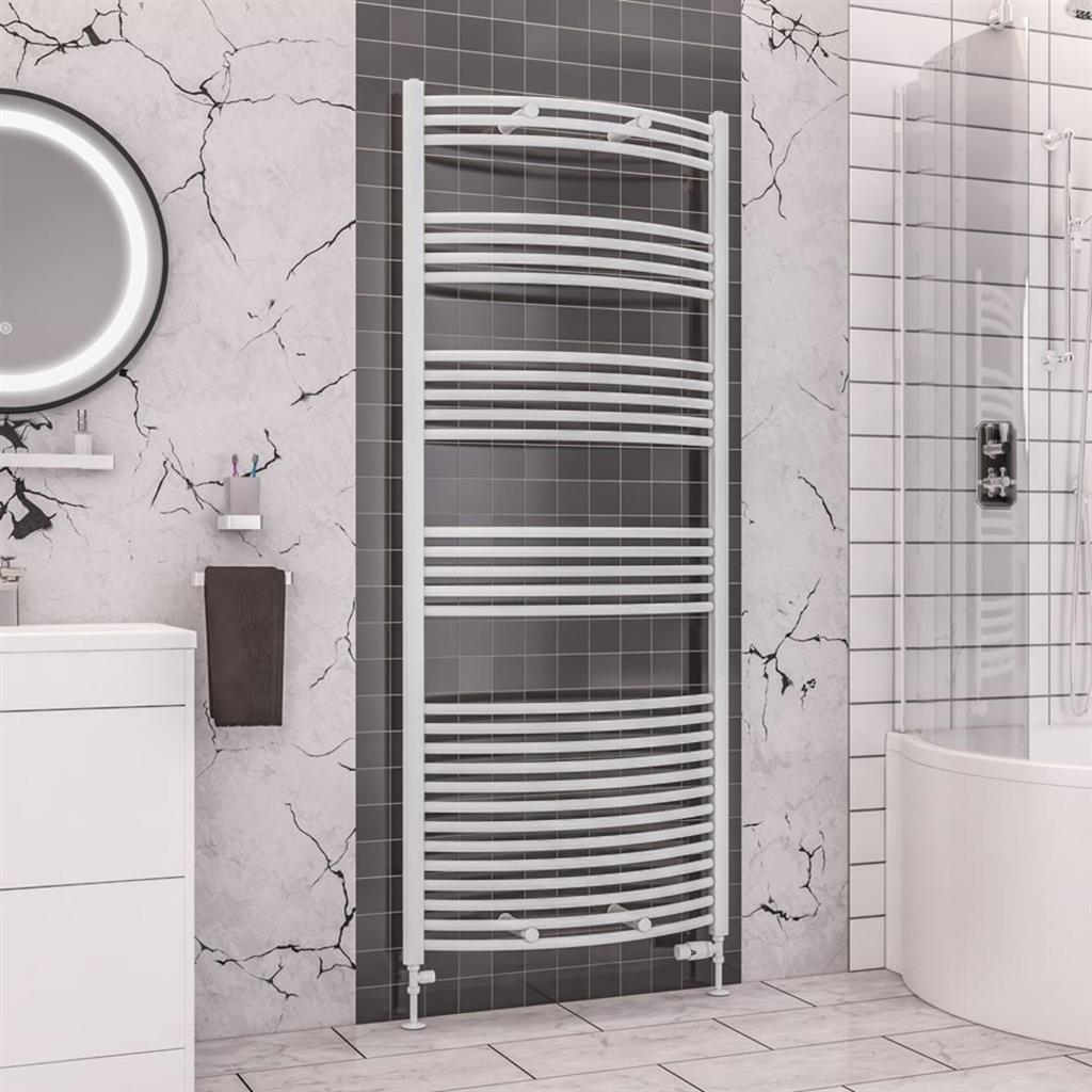 Eastbrook Wendover 1800mm x 750mm Curved Ladder Towel Radiator - White - 41.0096 - TAP 'N' SHOWER