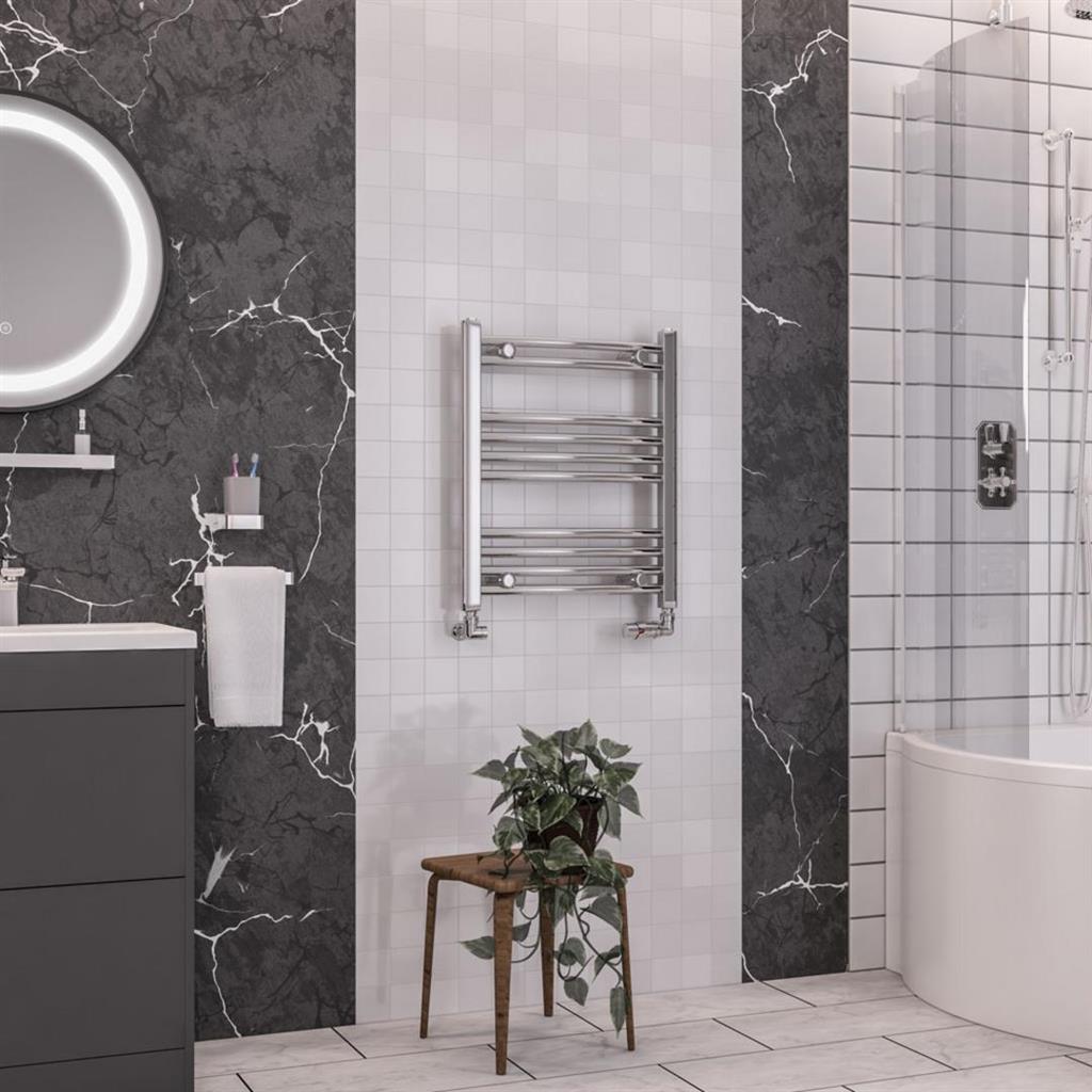 Eastbrook Wendover 600mm x 500mm Curved Ladder Towel Radiator - Chrome - 41.0107 - TAP 'N' SHOWER