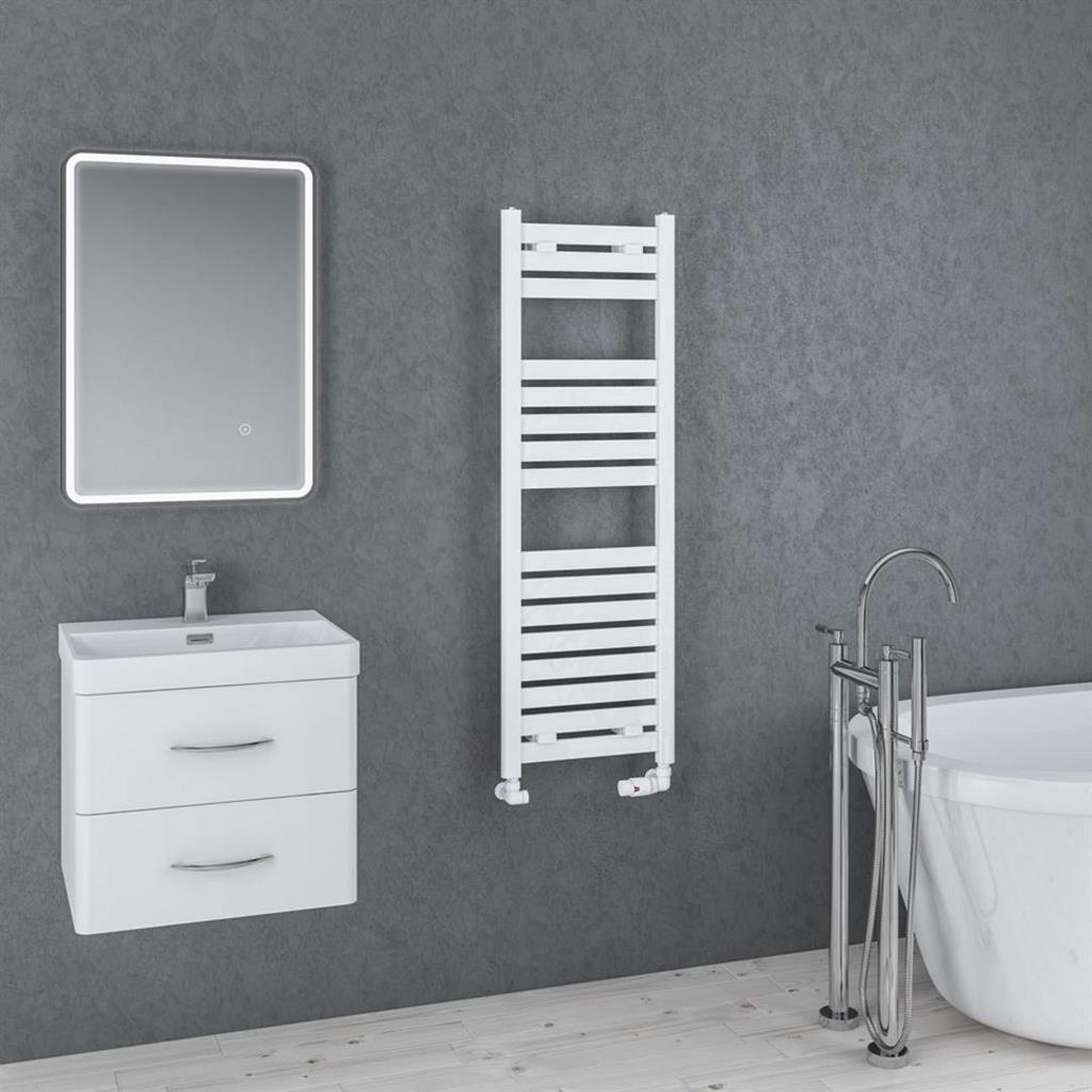 Eastbrook Staverton Square Designer Towel Radiator 1200mm x 400mm - White - 41.0137 - TAP 'N' SHOWER