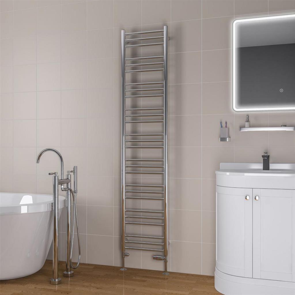 Eastbrook Biava Round 1800mm x 400mm Straight Ladder Towel Radiator - Chrome - 41.0147 - TAP 'N' SHOWER