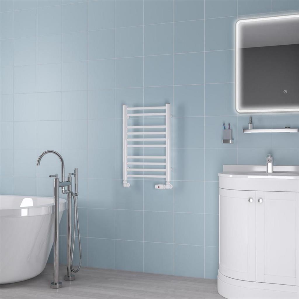 Eastbrook Biava Round 600mm x 400mm Straight Ladder Towel Radiator - White - 41.0154 - TAP 'N' SHOWER