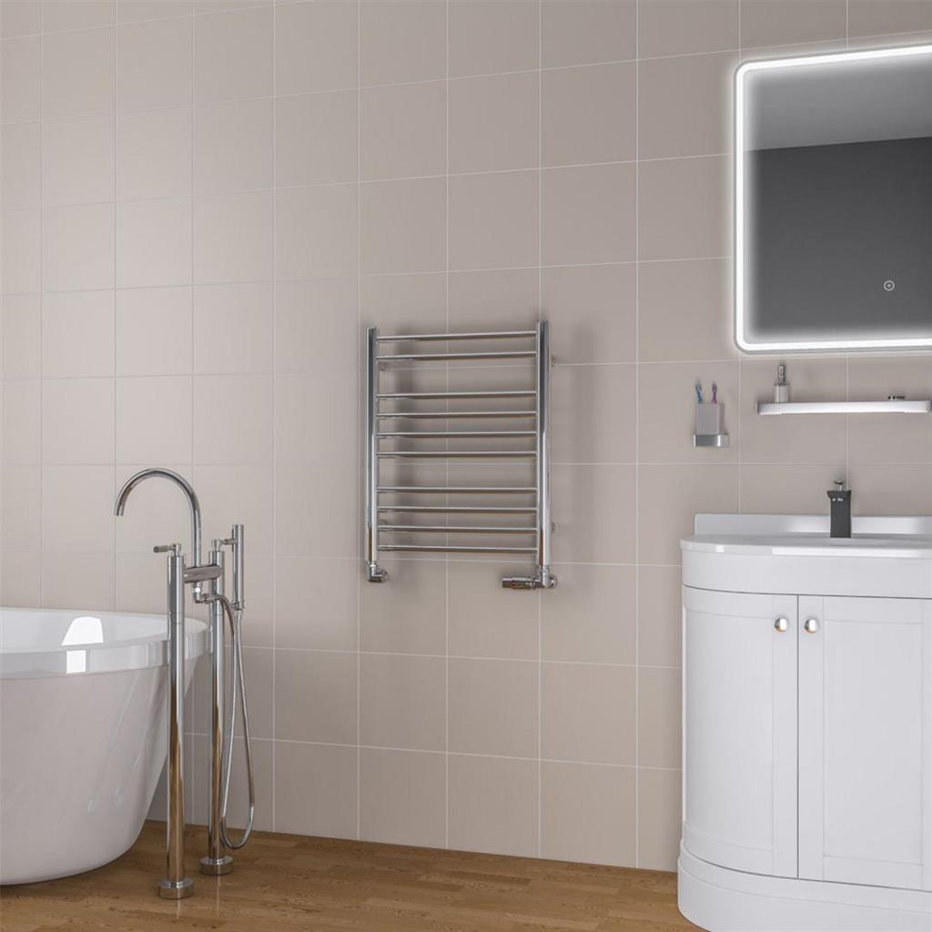 Eastbrook Biava Round 600mm x 500mm Straight Ladder Towel Radiator - Chrome - 41.0148 - TAP 'N' SHOWER
