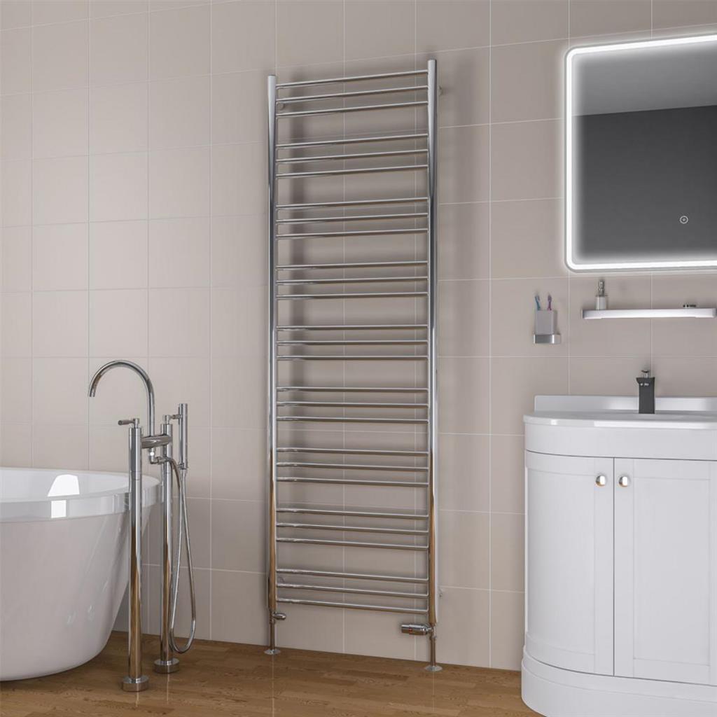 Eastbrook Biava Round 1800mm x 600mm Straight Ladder Towel Radiator - Chrome - 41.0153 - TAP 'N' SHOWER