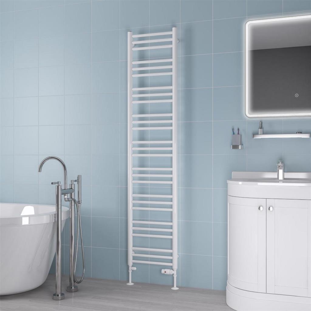 Eastbrook Biava Round 1800mm x 400mm Straight Ladder Towel Radiator - White - 41.0156 - TAP 'N' SHOWER