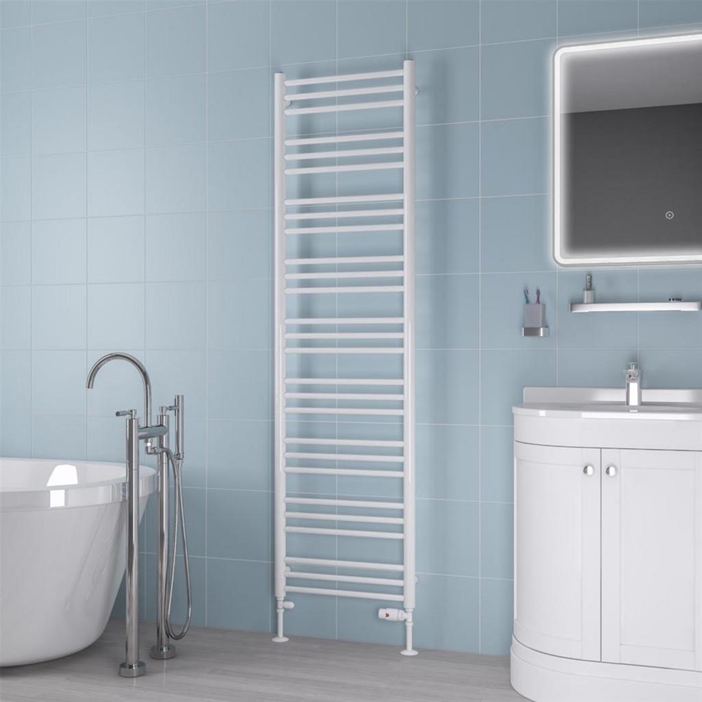 Eastbrook Biava Round 1800mm x 500mm Straight Ladder Towel Radiator - White - 41.0159 - TAP 'N' SHOWER