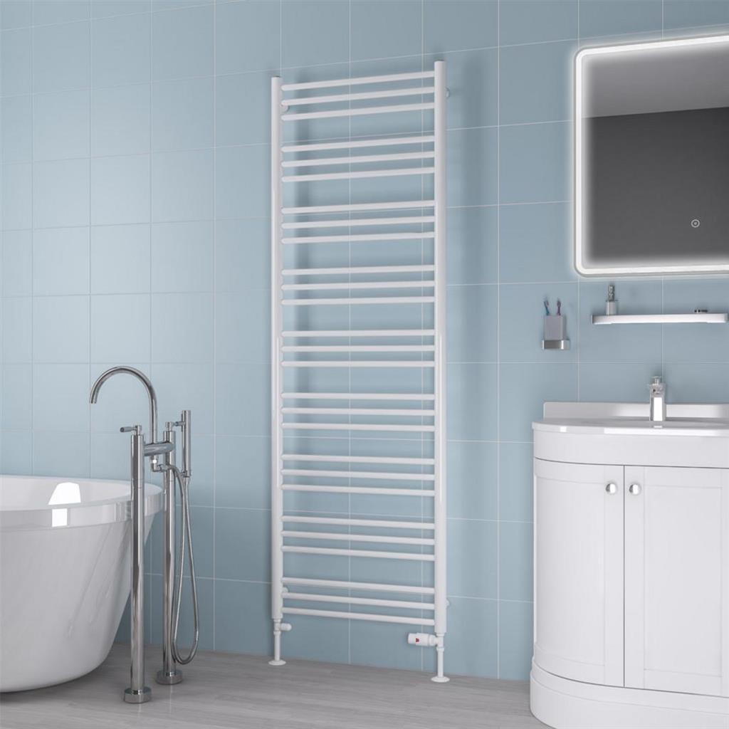 Eastbrook Biava Round 1800mm x 600mm Straight Ladder Towel Radiator - White - 41.0162 - TAP 'N' SHOWER